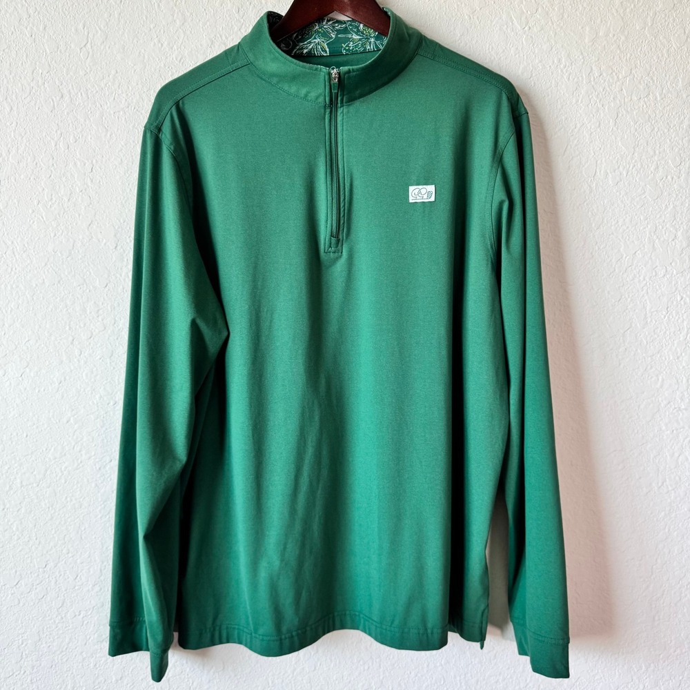Good Good Golf Mens XL Green Quarter Zip Performance Pullover Long Sleeve